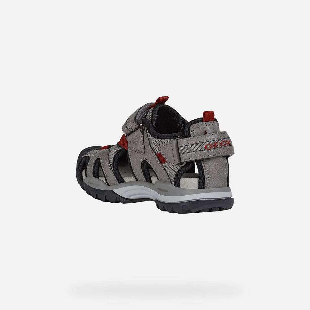 Geox Sandals Grey/Red Borealis - Geox Boys Shoes - NXIFKL845